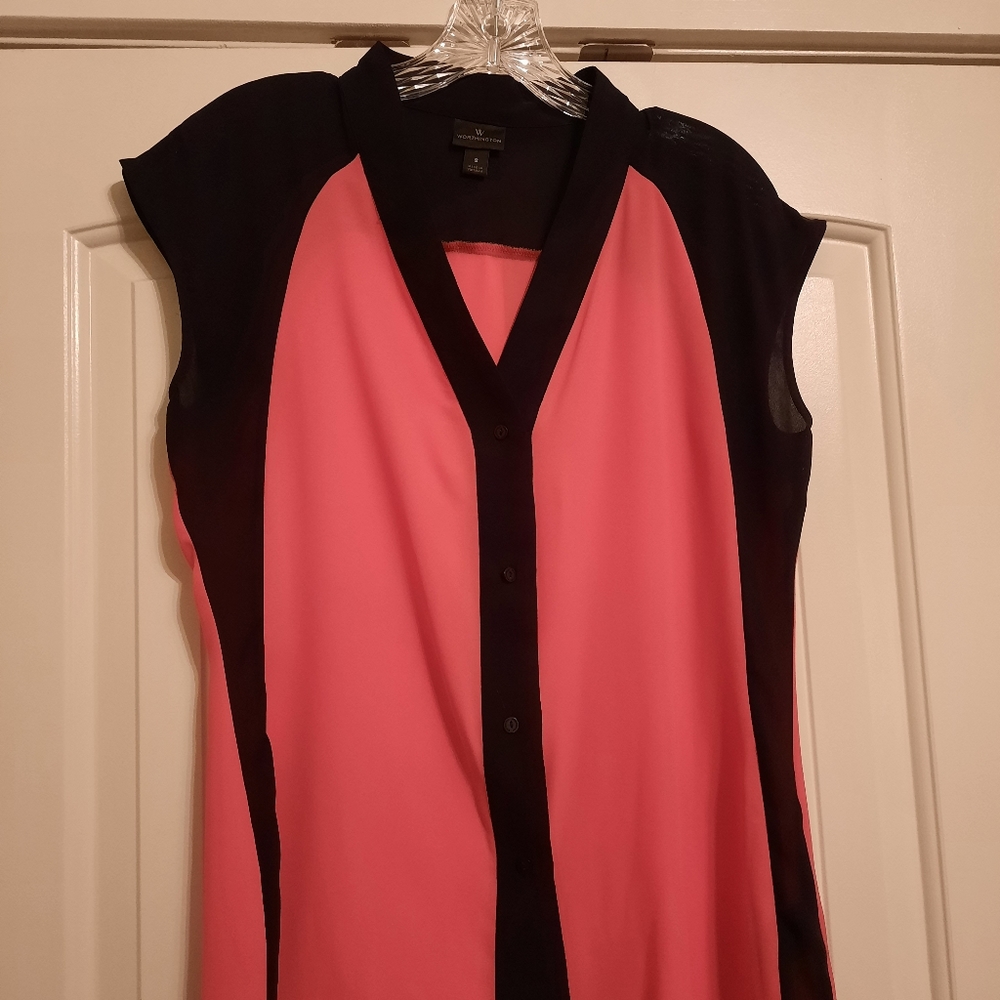Worthington orange and black blouse, Small
